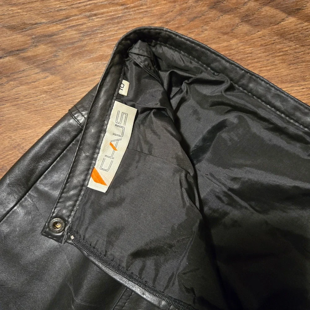 Vintage Black Leather Chaus Skirt 14x25in Chaus Size 10 Chic Made‎ In Uruguay